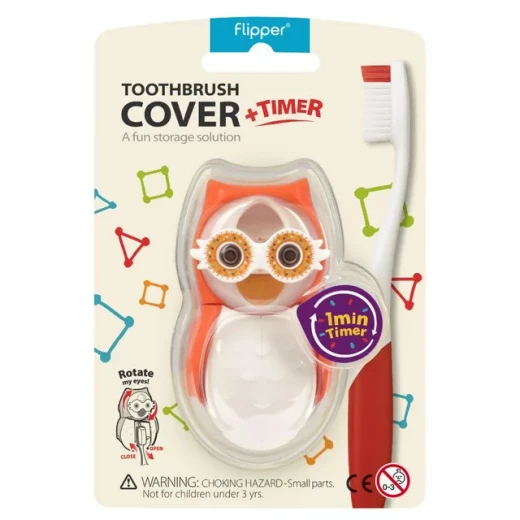 Toothbrush Cover FLP Owl Hearty – Toothbrush Protector Cap, Cute Owl Design, Hygienic Cover to Protect from Dust and Germs, Lightweight and Easy to Carry, Ideal for Travel and Daily Use, Suitable for Kids +3 Years - Flipper - Image 2
