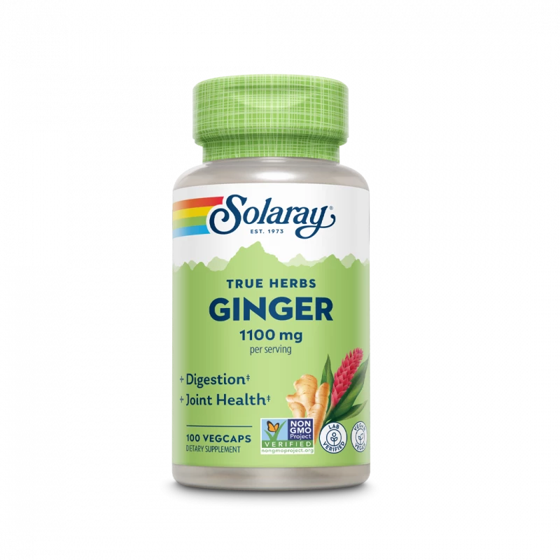 Solaray, True Herbs, Ginger, 1,100 mg, 100 VegCaps (550 mg per Capsule) - Solaray