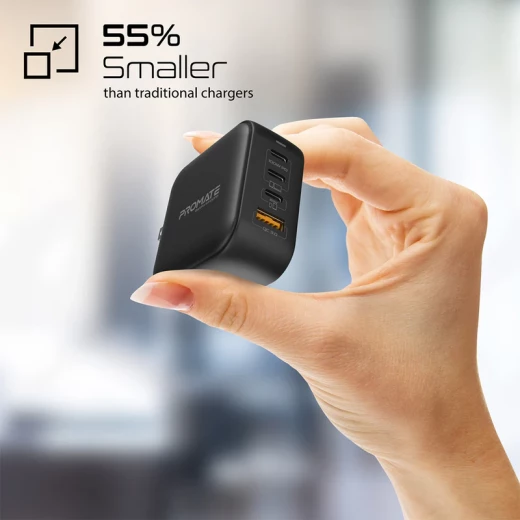 Promate GaNPort4-100PD Super-Fast 100W Dual USB-C Power Delivery Wall Charger - Promate - Image 5