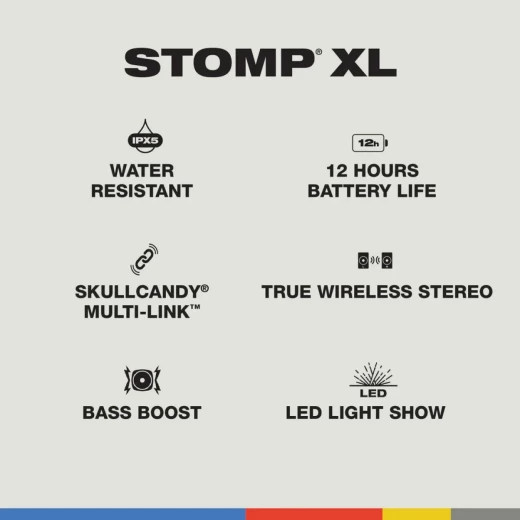 Skullcandy Stomp XL Wireless Party Speaker, Black, Bluetooth v5.3, 35W Output, Dual Orientation, Karaoke Mic, Portable Party Speaker - Skullcandy - Image 2