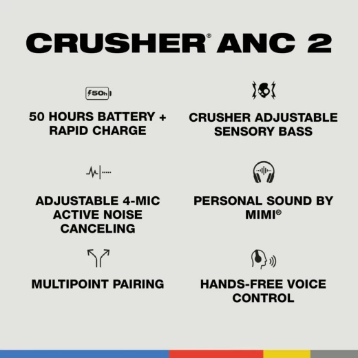 Skullcandy Crusher ANC 2 True Wireless Over Ear Headphone - Bone - Skullcandy - Image 3