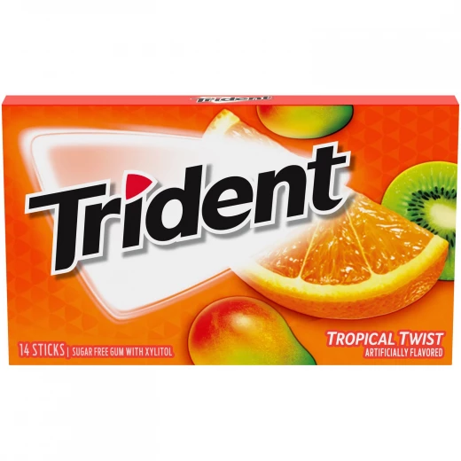 علكة ترايدنت بنكهة الفاكهة الاستوائية خالية من السكر، 14 قطعة علكة ترايدنت بنكهة الفاكهة الاستوائية خالية من السكر، 14 قطعة