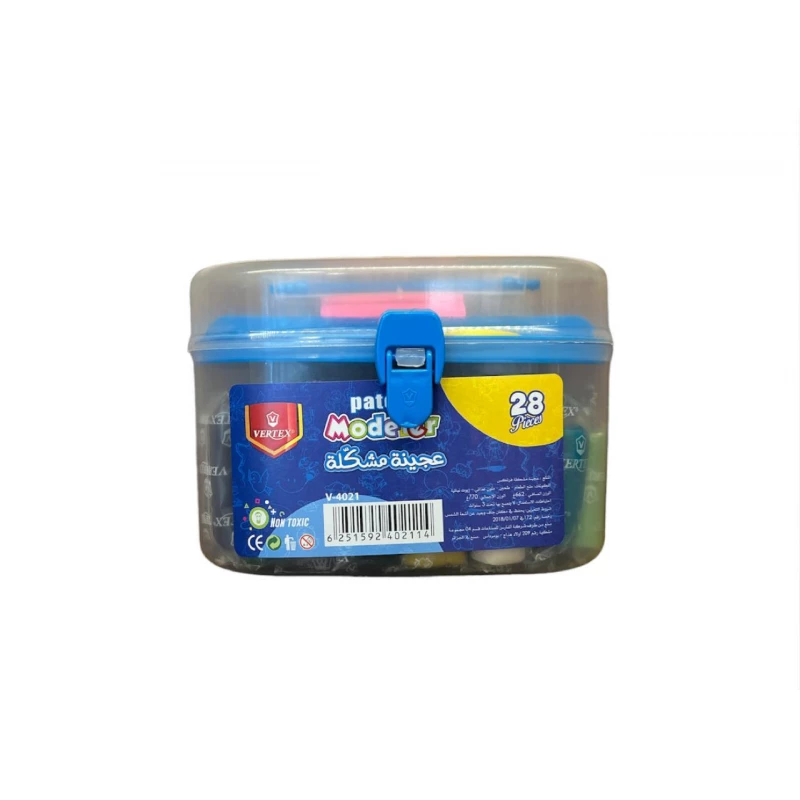Vertex Play Dough 28pcs play dough container + 3 molds + rolling pin (safe for children) V-4021 - Vertex
