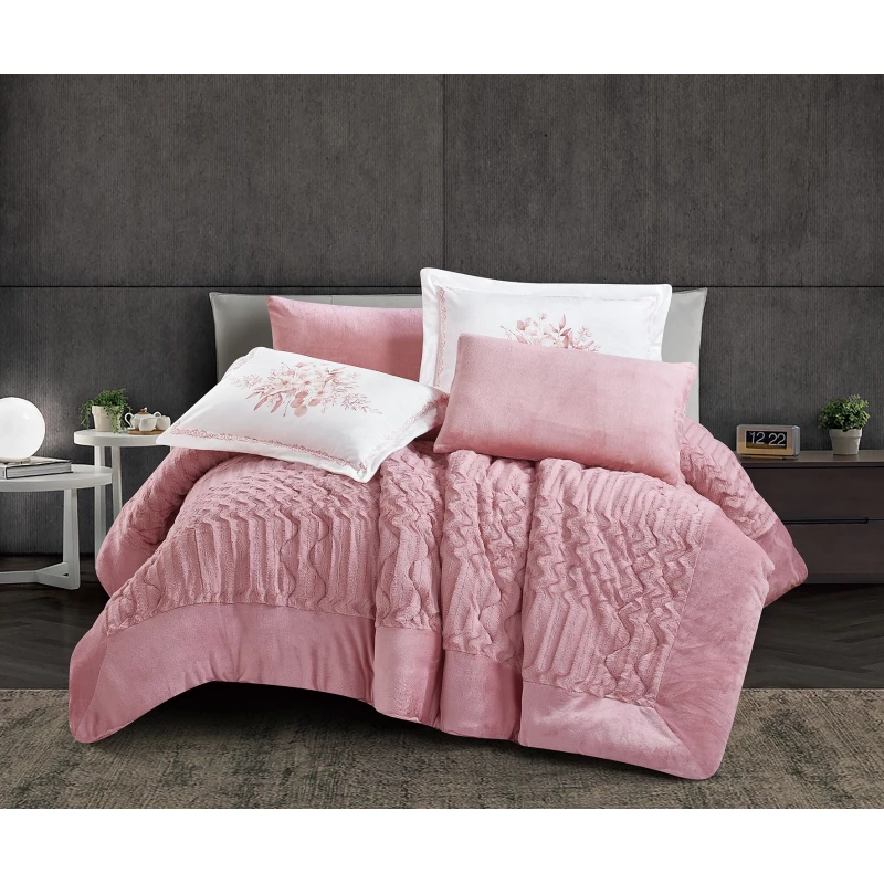 Oxford home caroline flannel comforter set twin size 4 pcs - Oxford