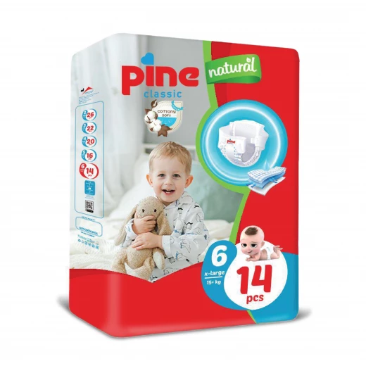 Pine Classic Diapers, Size 6, 14 Diapers +15 Kg - PIne - Image 3