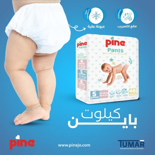 كيلوت باين للأطفال قياس 5 / التعبئة 46 فوطة / الوزن 12 لـ 18كيلو - باين - Image 2
