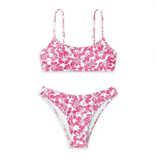 طقم بيكيني بتصميم ورود لون زهري مكون من قطعتين مقاس وسط طقم بيكيني بتصميم ورود لون زهري مكون من قطعتين مقاس وسط