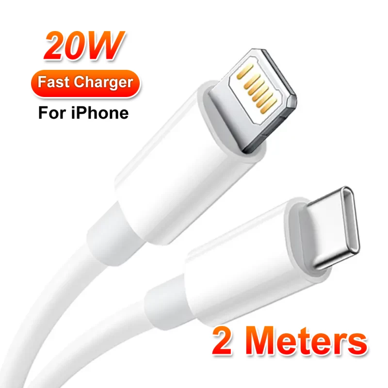 iPhone charger, USB-C to type C fast charger 2 meter length, 20W - Pronta casa