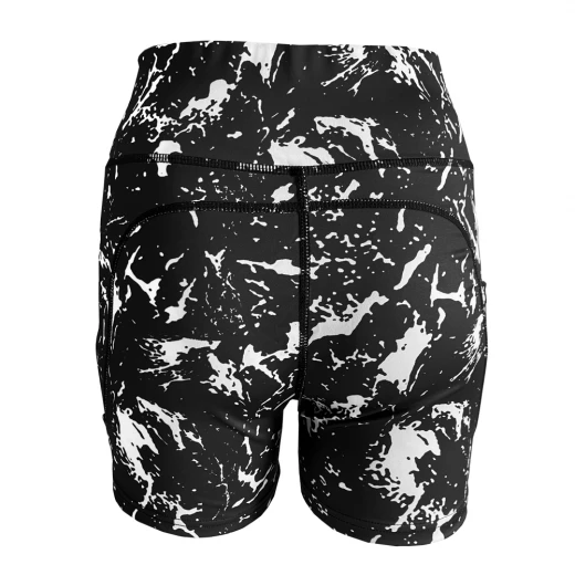 High waist fitness / yoga / workout / Zumba shorts with black marble pattern & side pocket - Size M - Image 2