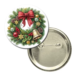 Button badge themed with Christmas festive decoration / message – Design 3