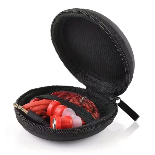 Black rounded pocket size organizer pouch for various objects or coins.  For outdoor and traveling or storing small objects - Image 2