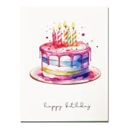 كرت أو بطاقة عيد ميلاد برسوم مائية جميلة ومغلف من ورق الحرف اليدوية – شكل 5