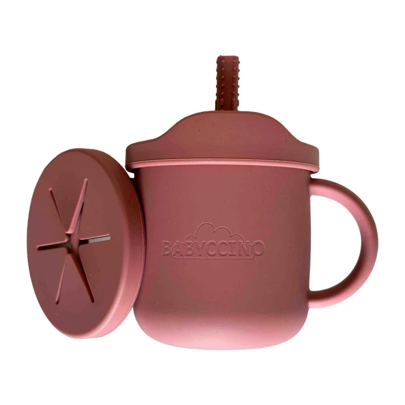 Babyccino Sip & Snack Cup 2 in 1 Silicone Snack Container & Sippy Cup for Toddlers BPA-Free, Dishwasher Safe, Spill-Proof with Easy-Grip Handles Ages 1+ - Babyccino