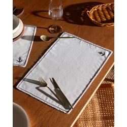 طقم قطع مفرش طاولة أنكري قطعتان، أبيض، 100٪ بوليستر، 32×48 سم، تصميم عصري لحماية الطاولة من الخدوش والانسكابات، صناعة تركية من مدام كوكو