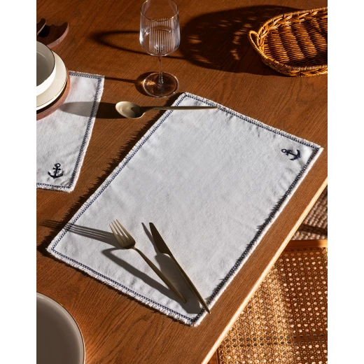 طقم قطع مفرش طاولة أنكري قطعتان، أبيض، 100٪ بوليستر، 32×48 سم، تصميم عصري لحماية الطاولة من الخدوش والانسكابات، صناعة تركية من مدام كوكو