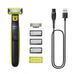 Philips QP2824/10 OneBlade 3000 Face and Body Trimmer – Wet & Dry, Rechargeable, with 2 Blades, 4 Combs & Skin Guard