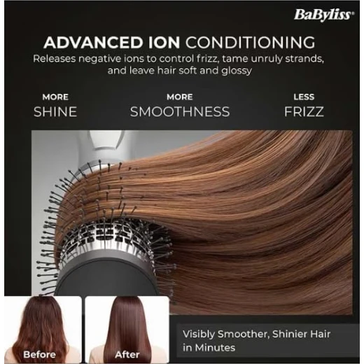 BaByliss 1000W 3-in-1 Air Styler, Ionic Frizz-Control, 50mm Volumising Brush, Smoothing Brush & Drying Nozzle, AS261SDE - Babyliss - Image 2