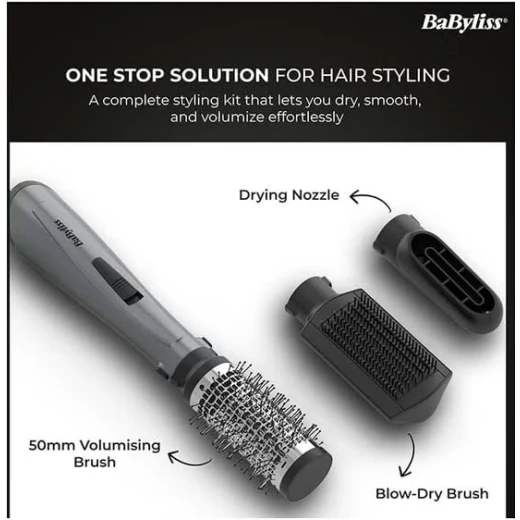 BaByliss 1000W 3-in-1 Air Styler, Ionic Frizz-Control, 50mm Volumising Brush, Smoothing Brush & Drying Nozzle, AS261SDE - Babyliss - Image 4