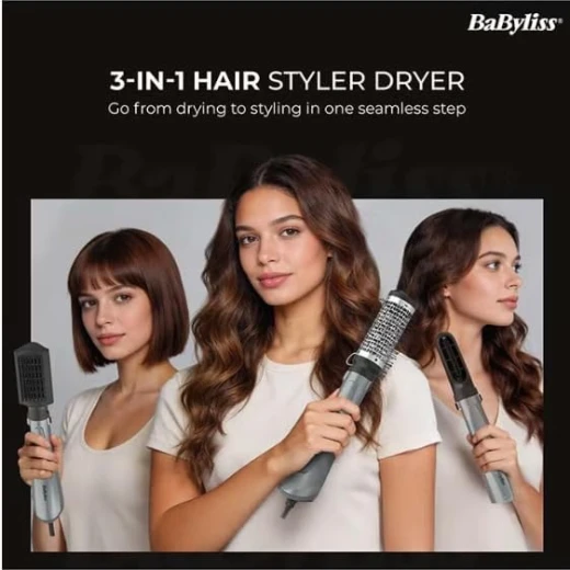 BaByliss 1000W 3-in-1 Air Styler, Ionic Frizz-Control, 50mm Volumising Brush, Smoothing Brush & Drying Nozzle, AS261SDE - Babyliss - Image 5
