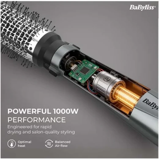 BaByliss 1000W 3-in-1 Air Styler, Ionic Frizz-Control, 50mm Volumising Brush, Smoothing Brush & Drying Nozzle, AS261SDE - Babyliss - Image 6