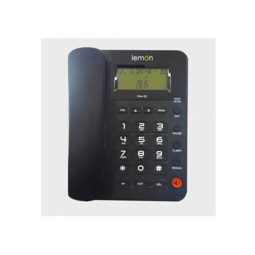 هاتف ارضي سلكي ليمون مع شاشة لإظهار رقم المتصل، تصميم مكتبي وجداري هاتف ارضي سلكي ليمون مع شاشة لإظهار رقم المتصل، تصميم مكتبي وجداري