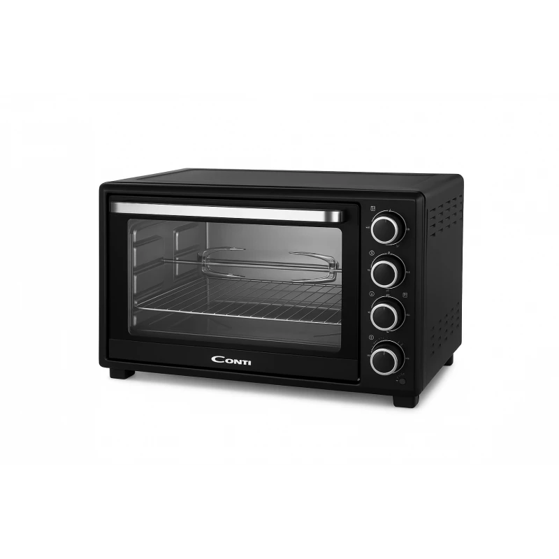Conti 60L Electric Oven with Convection, Double Glass Door, and Rotisserie - Black Finish. Bake, Roast, and Grill with Ease. Large Capacity Electric Oven for Home Cooking. High-Performance Kitchen Appliance. - Conti