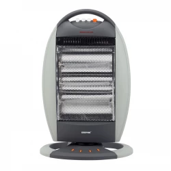 Geepas GHH9107 Halogen Heater – 1200W / 800W / 400W Power Settings, Safety Tip-Over Switch, Auto-Rolling Function, Grey