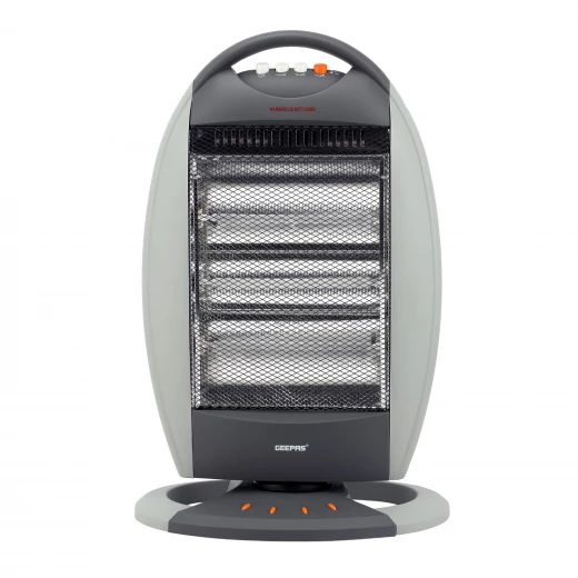 Geepas GHH9107 Halogen Heater – 1200W / 800W / 400W Power Settings, Safety Tip-Over Switch, Auto-Rolling Function, Grey Geepas GHH9107 Halogen Heater – 1200W / 800W / 400W Power Settings, Safety Tip-Over Switch, Auto-Rolling Function, Grey
