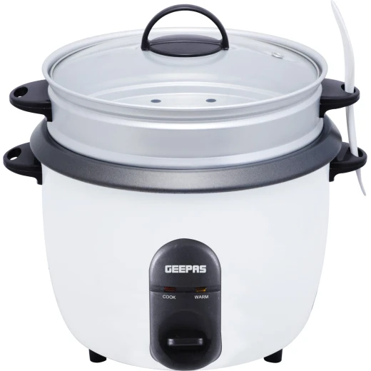 Geepas 500W 1.5L Automatic Rice Cooker, 3-in-1 Cook/Steam/Warm, White GRC35011 Geepas 500W 1.5L Automatic Rice Cooker, 3-in-1 Cook/Steam/Warm, White GRC35011