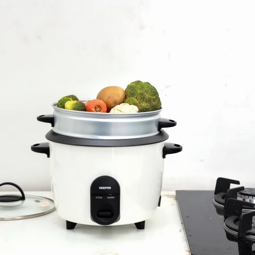 Geepas 500W 1.5L Automatic Rice Cooker, 3-in-1 Cook/Steam/Warm, White GRC35011 - GEEPAS - Image 5