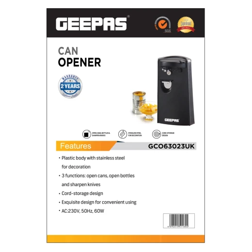Geepas 60W 3-in-1 Electric Can Opener & Knife Sharpener, Black GCO63023UK - GEEPAS - Image 9