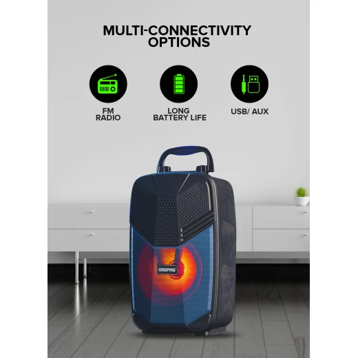 مكبر صوت جيباس المحمول بتقنية البلوتوث GMS11156 - مزود بميكروفون وإضاءة LED ودعم USB/TF/FM/AUX - جيباس - Image 5