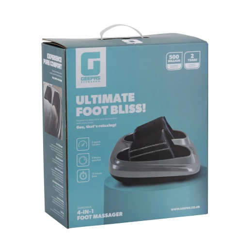 Geepas 4-in-1 Foot Massager- GM86098UK/ 3 Modes, 3 Speed Function, 15 Minutes Timer, 3 Kneading Speeds, Tapping and Massage, Foot Size/ Relieves Pain, Fatigue, Improves Blood Circulation - GEEPAS - Image 5