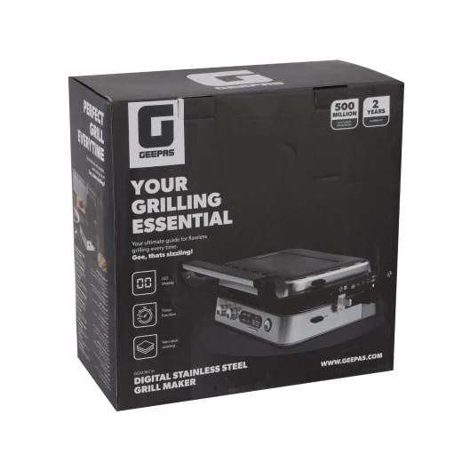 Geepas 2170W Digital Stainless Steel Grill Maker, 180° Open BBQ, Silver GGM36516 - GEEPAS - Image 2