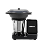 Geepas Smart Multi Cooker- GSMC35059/ 12 Versatile Functions, 98+ Inbuilt Recipes with Massive Cloud Library, 8 Inch Touchscreen/ Dual-Function Heating and Mixing System/ Perfect for Soups, Dough, Sauces, Desserts, etc./ Black and Silver, 2 Years Warranty - GEEPAS