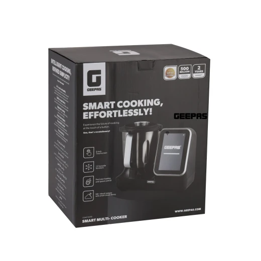 Geepas Smart Multi Cooker- GSMC35059/ 12 Versatile Functions, 98+ Inbuilt Recipes with Massive Cloud Library, 8 Inch Touchscreen/ Dual-Function Heating and Mixing System/ Perfect for Soups, Dough, Sauces, Desserts, etc./ Black and Silver, 2 Years Warranty - GEEPAS - Image 5