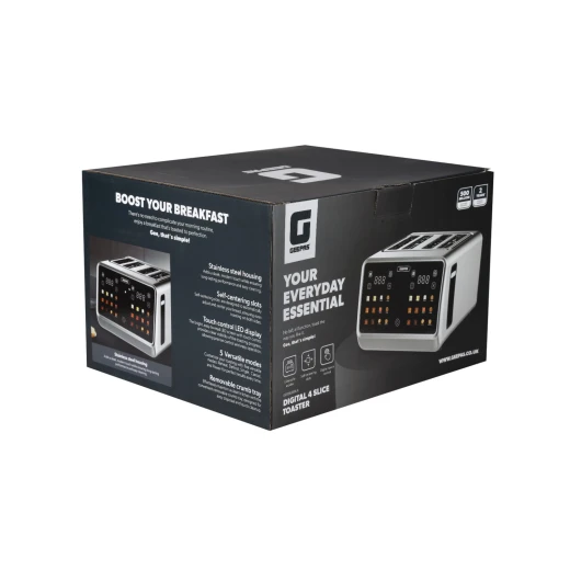 Geepas Digital 4-Slice Toaster, LED Touch, 6 Modes, Silver GBT36569UK - GEEPAS - Image 4