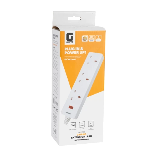 Geepas 3-Gang Extension Lead, 2990W, 5m Cable GES58141 - GEEPAS - Image 3