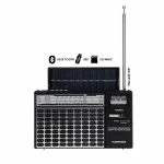 Olsenmark Portable Rechargeable 3-Band Retro Radio with Bluetooth, USB, TF, MP3 Player, Microphone, Karaoke & Solar Charging – OMR1276 – Black - olsenmark