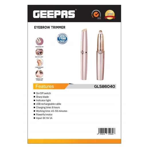 Geepas GLS86040 Eyebrow Trimmer – USB Rechargeable, Built-in Light Indicator, Precision Head with Sharp Blades, Portable Design, Rose Gold - GEEPAS - Image 3