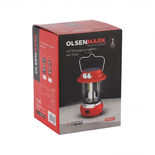 Olsenmark LED Emergency Lantern with Solar – OME2824, Energy Efficient, Super Bright, 7 Hours Runtime, Portable, Compact, Blue, 2 Years Warranty - olsenmark - Image 2