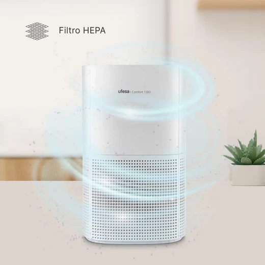 جهاز تنقية الهواء Ufesa Comfort 1300 مزود بفلتر HEPA - معدل تدفق هواء نظيف 130 متر مكعب/ساعة، تشغيل هادئ، مستويات سرعة متعددة، مثالي للغرف التي تصل مساحتها إلى 55 متر مربع - يوفيسا - Image 4