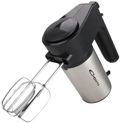 Conti HM 30002 BS Hand Mixer – 300W, 6 Speeds + Turbo, Chrome Beater, Chrome Hook, Professional Mixing - Conti