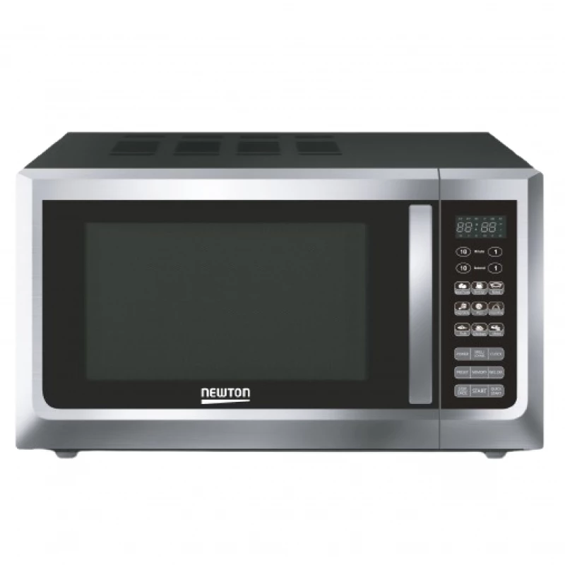 Newton Silver Microwave Oven & Grill Combo 43 Liter: Experience versatile cooking with this family-sized appliance. Grill, bake, and microwave with ease. Perfect for all your culinary needs. Featuring a spacious 43L capacity, it's ideal for preparing meals for the whole family. Enjoy the convenience of a combined oven and grill. - Newton