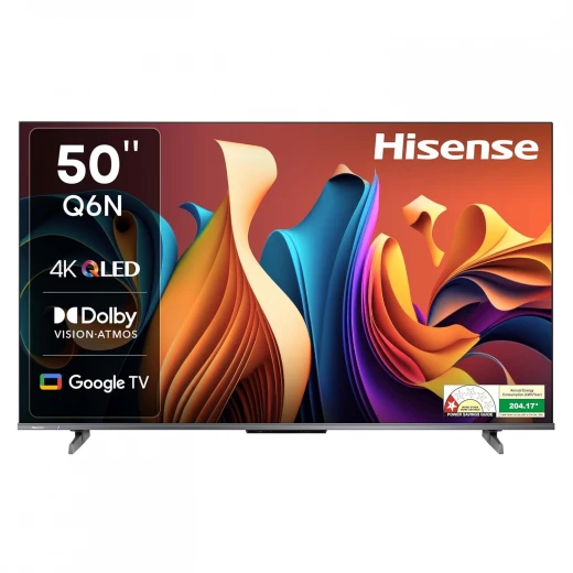 تلفزيون QLED ذكي 50 بوصة بدقة 4K – تقنية Quantum Dot، معدل تحديث 120 هرتز، صوت Dolby Atmos، نظام VIDAA U7، تصميم بدون حواف من هايسنس تلفزيون QLED ذكي 50 بوصة بدقة 4K – تقنية Quantum Dot، معدل تحديث 120 هرتز، صوت Dolby Atmos، نظام VIDAA U7، تصميم بدون حواف من هايسنس