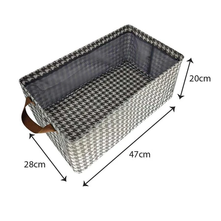Collapsible Houndstooth Fabric Storage Basket with Handles (47 x 28 x 20 cm) - Aa - Image 2