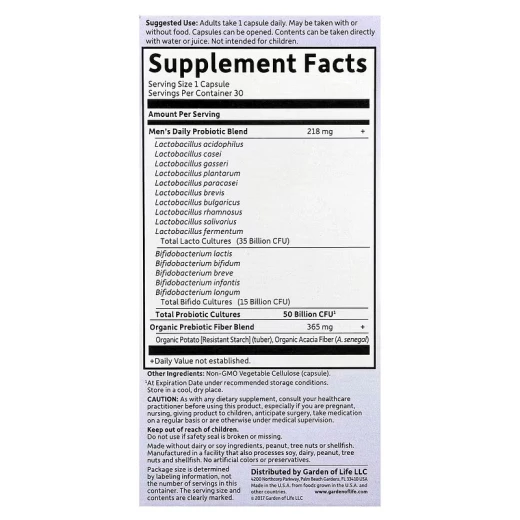 Garden of Life, Dr. Formulated Probiotics, Once Daily Men's, 50 Billion, 30 Vegetarian Capsules - Aa - Image 5