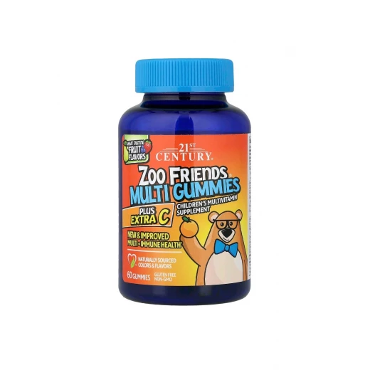 vitamins 21st Century, Zoo Friends® Multi Gummies, Plus Extra C, Great Tasting Fruit, 60 Gummies - 21st Century - Image 4