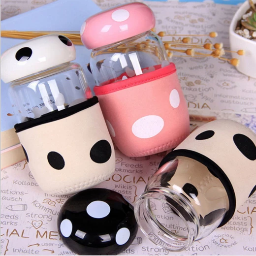 A&M home, Creative Mushroom Glass Jar with Cloth Protector 300ml, pink  - A&amp;m home - Image 2