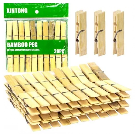A&M Home Bamboo Clothes Pegs Pack of 20 Eco-Friendly Wooden Laundry Clips, Strong Grip, Durable & Reusable Clothespins for Indoor & Outdoor Drying A&M Home Bamboo Clothes Pegs Pack of 20 Eco-Friendly Wooden Laundry Clips, Strong Grip, Durable & Reusable Clothespins for Indoor & Outdoor Drying
